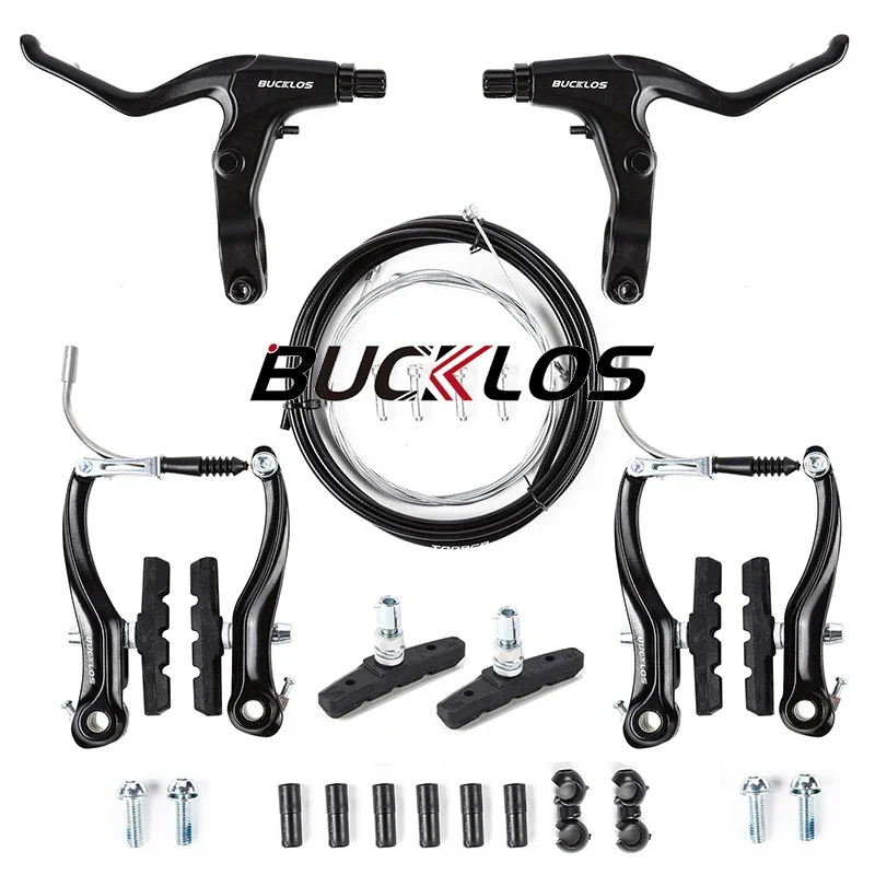 BUCKLOS Bicycle V Brake Set Aluminum Front Rear V Brake Calipers Road Mountain Bike Linear V-Brake Set with Cable Cycling Parts