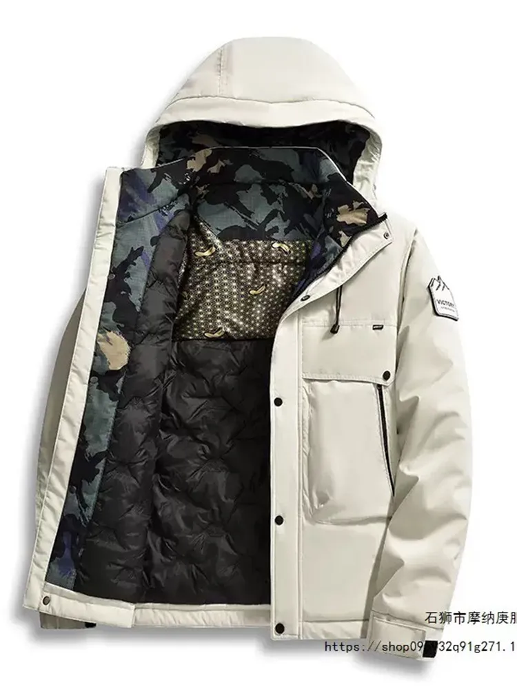 الخريف والشتاء موضة الاتجاه سميكة الدافئة مقنعين القطن وسادة مبطنة الرجال عادية فضفاض الرياضة يندبروف معطف كبير الحجم #6