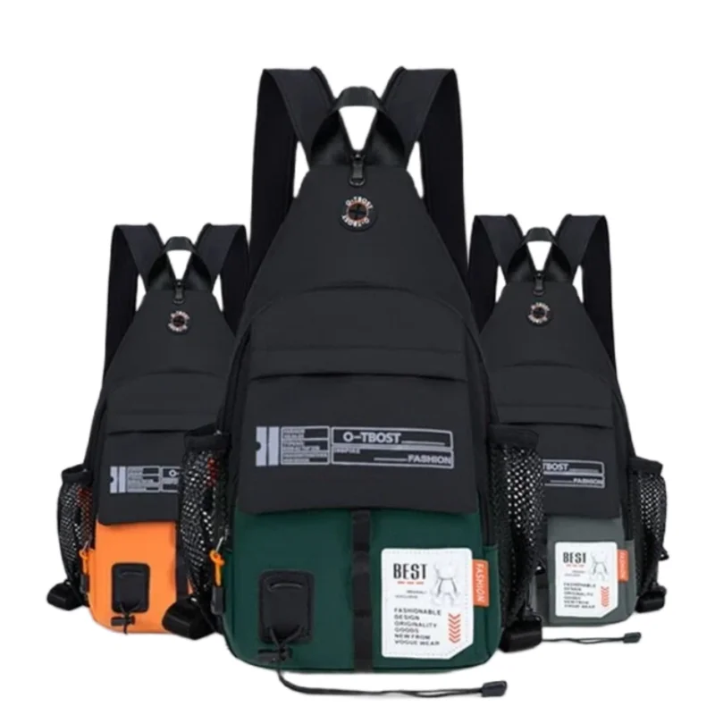 Men’s Chest Bag Fashionable Colour-Blocked Multifunctional Outdoor Single-Shoulder Bag Large Capacity  Crossbody Bag Waterproof