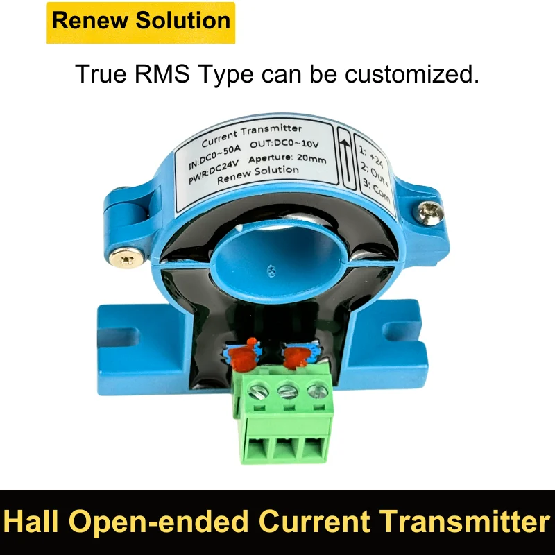 AC/DC Current Sensor Transmitter 1A 100A 200A 150A Ampere Transmitter 4-20mA 0-10V 20mm 25mm DC Current Transducer Transmitter