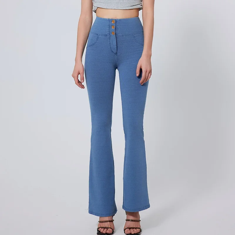 

Персиковые брюки для фитнеса с высокой талией, модные универсальные расклешенные джинсы с подъемом бедер, одежда для отдыха на открытом воздухе, женские брюки для йоги из лайкры