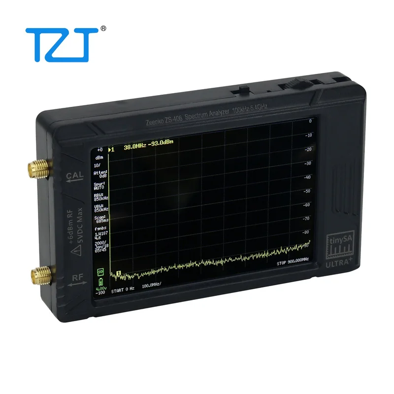TZT New TinySA ULTRA+ ZS-406 900MHz-5.4GHz Ultra-wide Frequency Handheld Spectrum Analyzer with 4-inch Touch Screen
