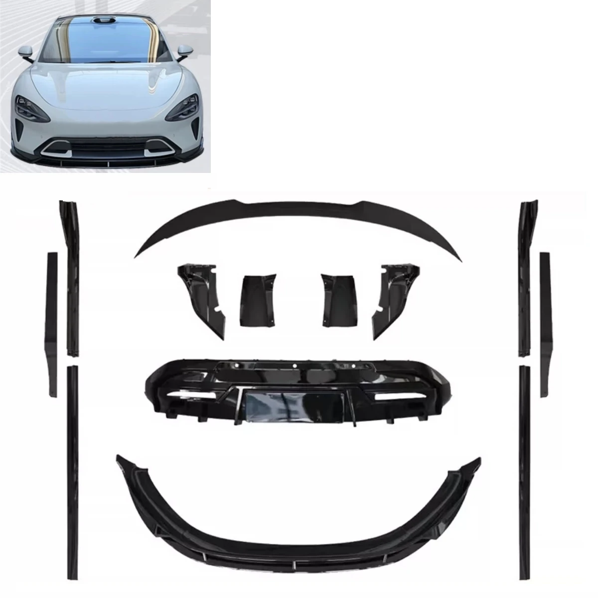 

Front Rear Lip Side Skirts Tail Wing for Xiaomi SU7 2023-2024 Modified New Style Gloss Black Car Body Kit