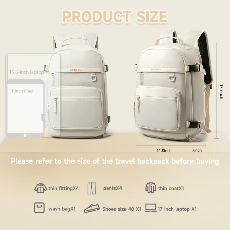 Large Travel Backpack for Women,Airline Flight Approved Waterproof Laptop Shcool Backpack,Carry on Backpack, Hiking Backpack