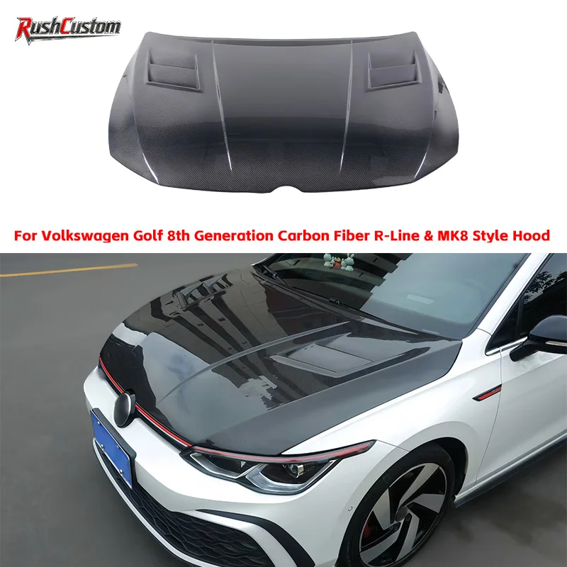

For Volkswagen Golf 8th Generation Carbon Fiber R-Line & MK8 Style Hood Engine Hood High-Quality Automotive Engine Hood