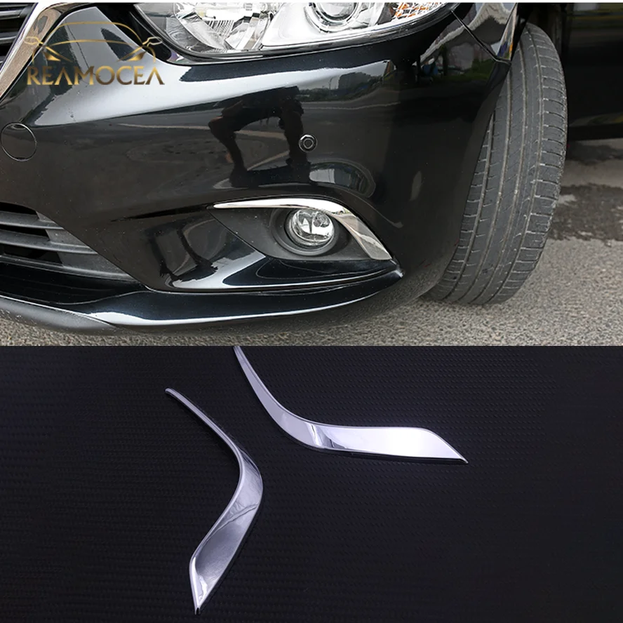 Reamocea 2x Front Fog Light Lamp Cover Eyebrow Eyelid Garnish Streamers Outer Foglight Trim Fit For Mazda 6 Atenza Gj 2014-2016