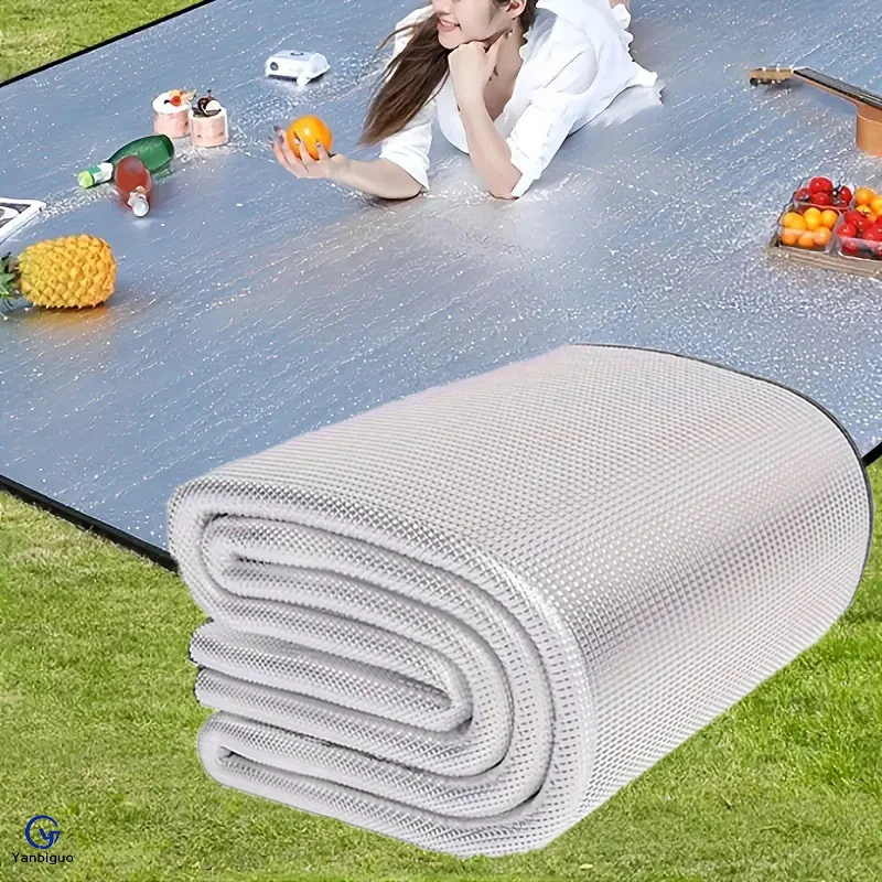 

1pc Aluminum Foil Moisture Mat with Storage Bag,High Quality Portable Rectangular Ground Cover for Camping,Picnics,Beach Tents