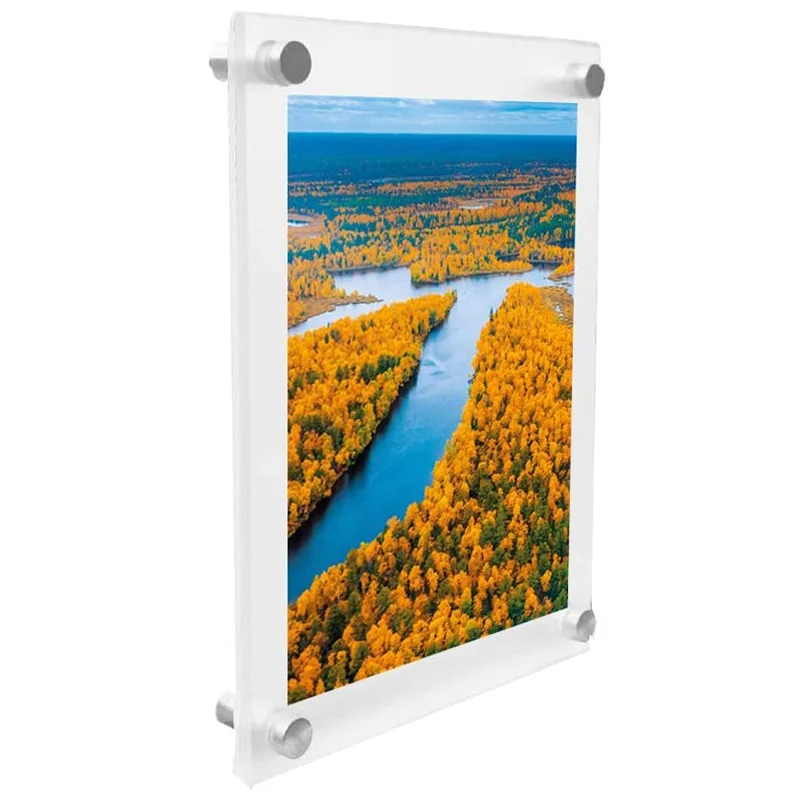 (GT4161-12inch) Wall Mount Acrylic Photo Picture Frame With Advertising Metal Screws For 12