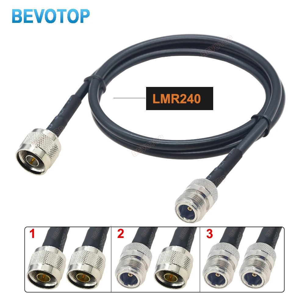 LMR240 Cable N Type Male Plug to Female Jack RF Connector Cable LMR-240 50-4 Low Loss 50 ohm Coax Pigtail Jumper Extension Cord