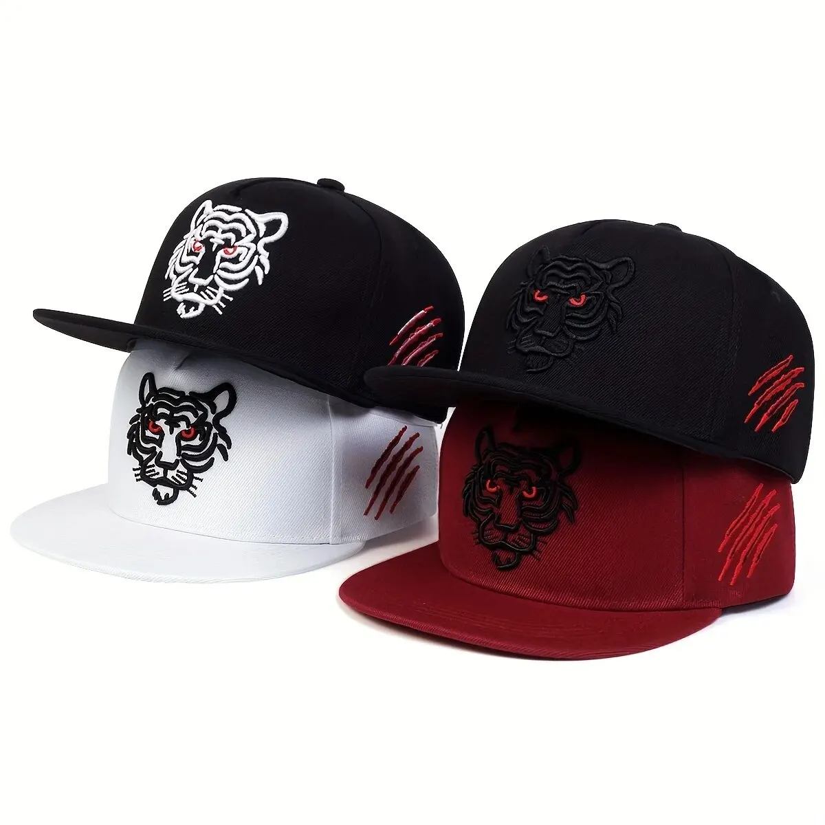 Unisex Tiger Embroidered Hip-hop Hats Outdoor Adjustable Casual Baseball Caps Sunscreen Hat