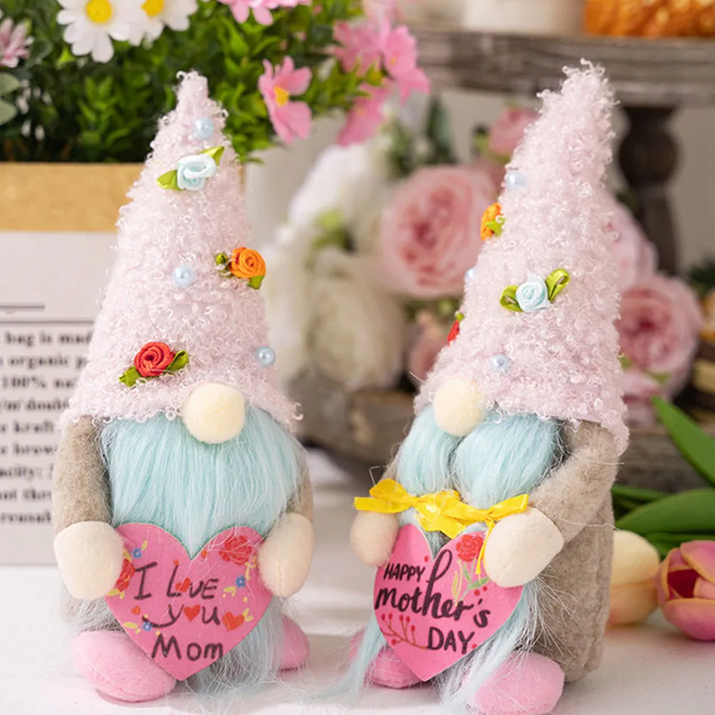 

Набор из 2 гномов-украшений ко Дню матери: очаровательные настольные эльфы для декора дома, подарок для мамы, сувенир для праздничной вечеринки