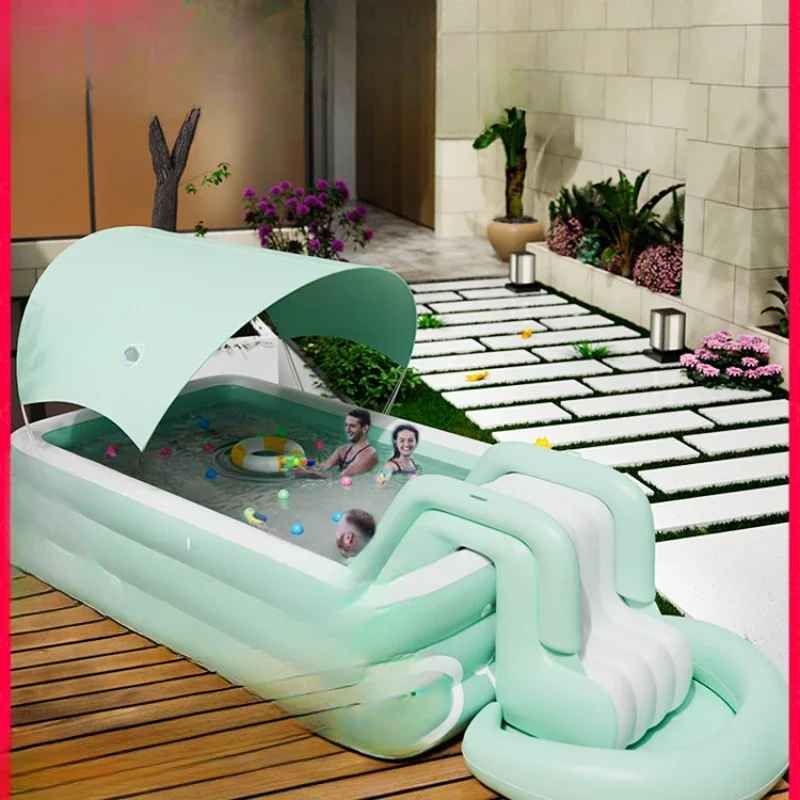 Inflatable swimming pool, children's home children baby family thickened adult outdoor large pool with slide baby