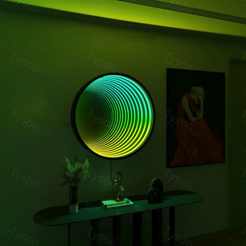 Modern New Design Fashion Decorate Colorful Melaleuca Moon Mirror Wall Lamp Indoor Corridor Neon Light For Wall