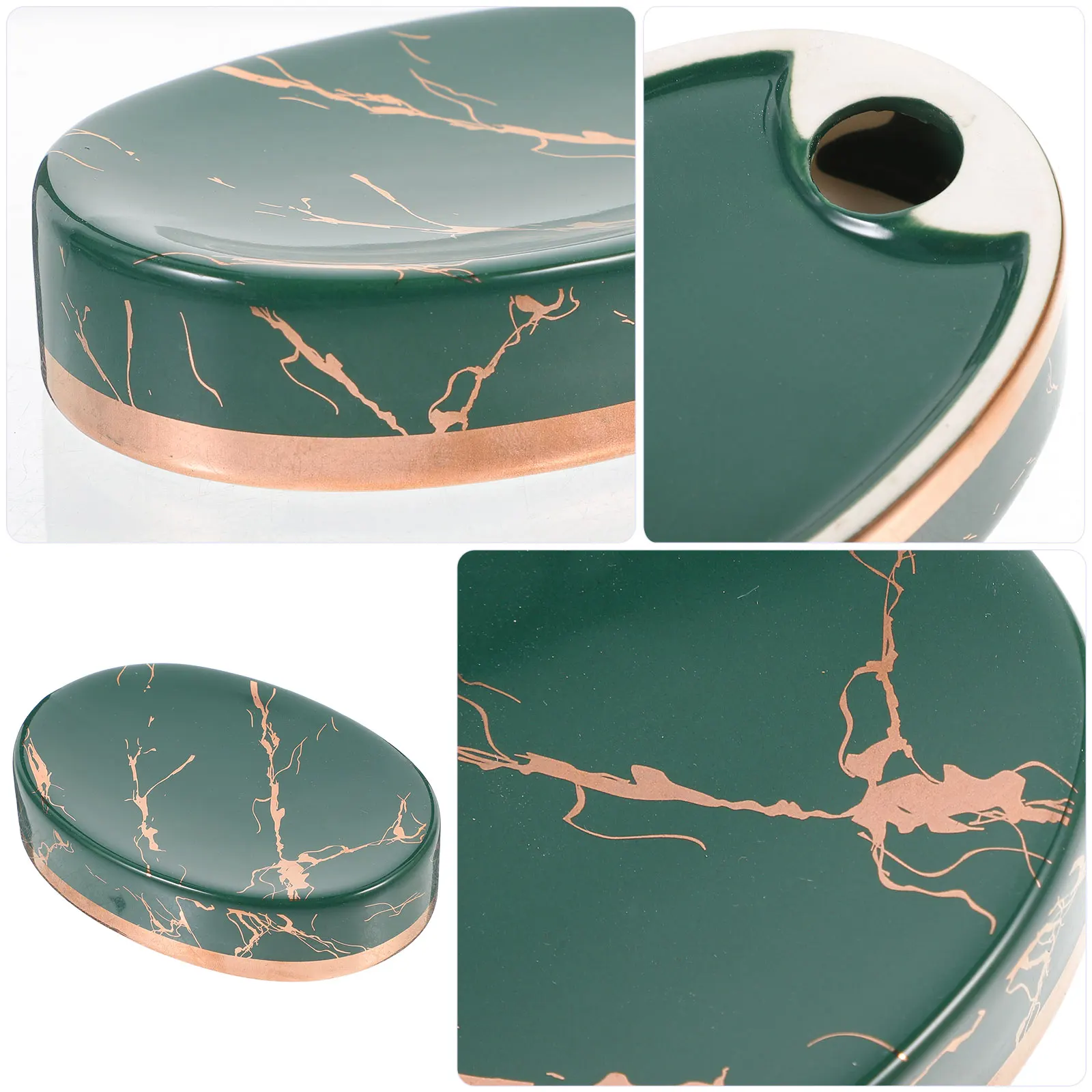 

1PC Marble Pattern Ceramic Soap Box Green Lightweight Chic Bathroom Home Toilet Use Trinket Jewelry Holder Container Rack Case