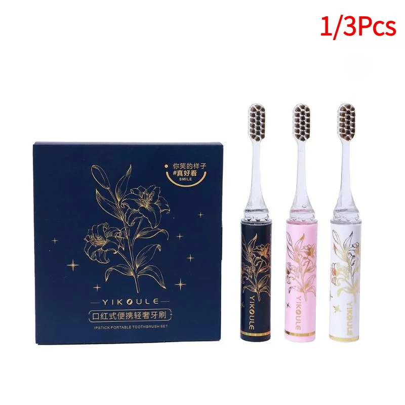 1/3Pcs Luxury Lipstick Style Soft Hair Folding Toothbrush Portable Detachable Cleaning Teeth For Travel Ultra Soft Oral Care.