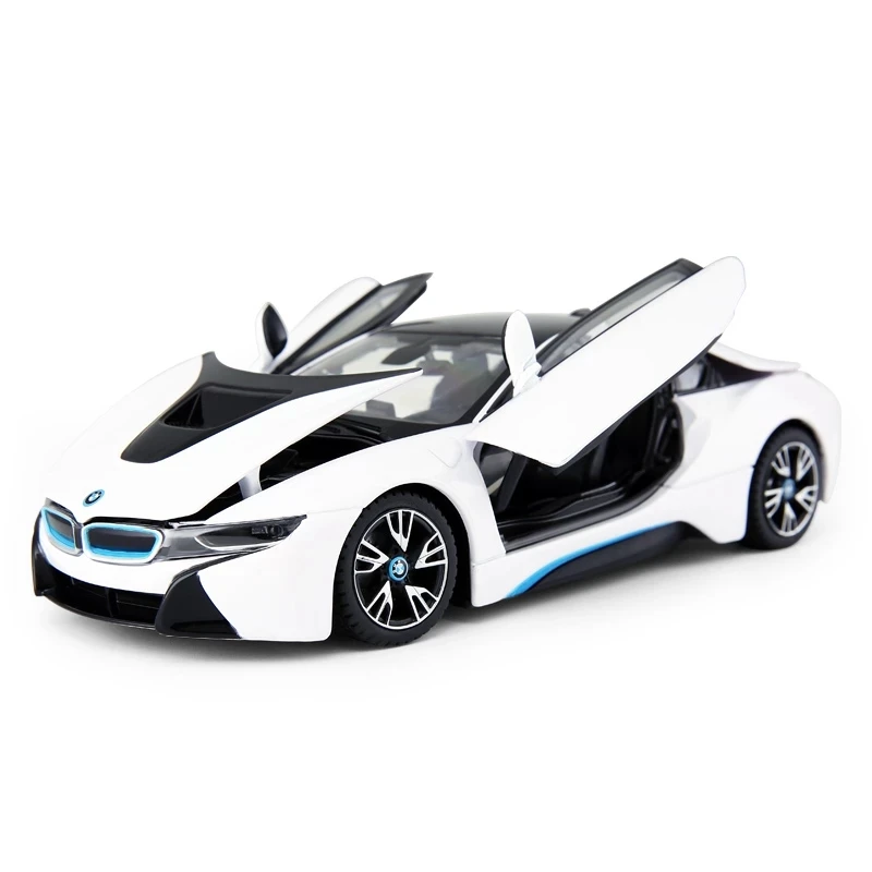 1:24 BMW I8 Sports Alloy Car Diecast Sound And Light Supercar Model Toy Metal Vehicle Simulation Collection Gifts Toys