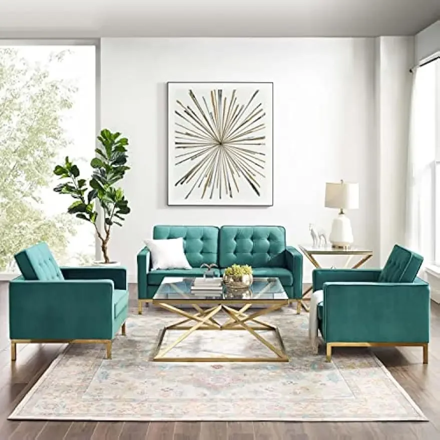 Loft living-room-furniture-sets, Gold Teal