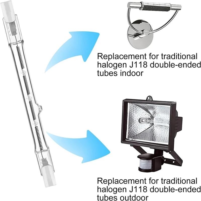 Lampu Halogen SOFT-R7s, 7 Pak bohlam R7s 118Mm dapat diredupkan 230V bola lampu Halogen, bola lampu Linear Tungsten