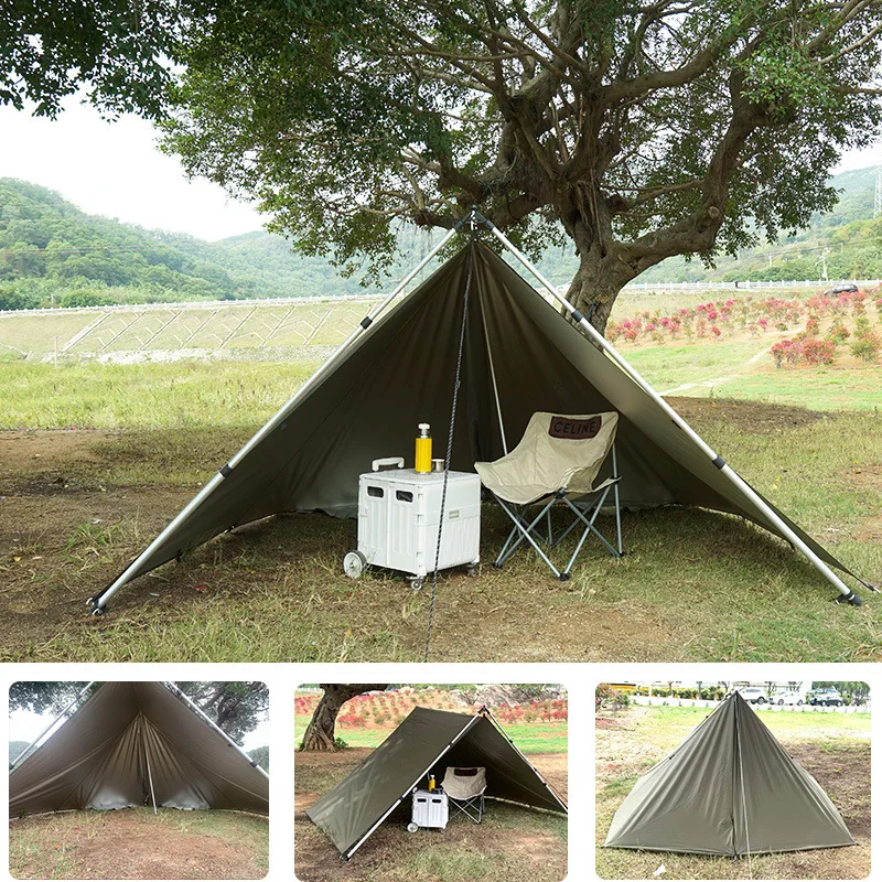 Portable Camping Tarp Shelter Outdoor Sun Shade Canopy Waterproof Tent Awning Multiple Hanging Points for Travel 캠핑 타프
