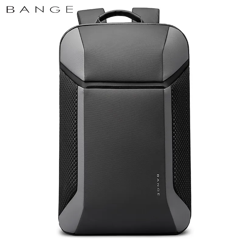 BANGE ransel Laptop bisnis 15.6 inci pria, ransel kapasitas besar gaya sederhana permukaan tahan air dengan Port pengisian daya USB