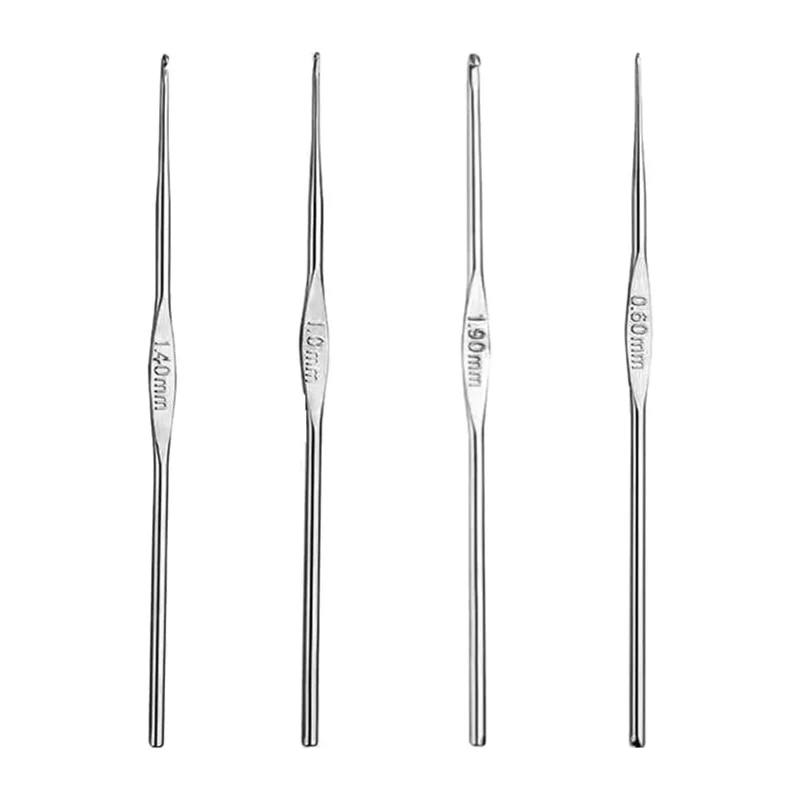 4 Pcs Stainless Steel Crochet Hooks DIY Crochet Hook Set Handle Knitting Needles Kit Crochet Hooks Set Sewing Accessories Tool