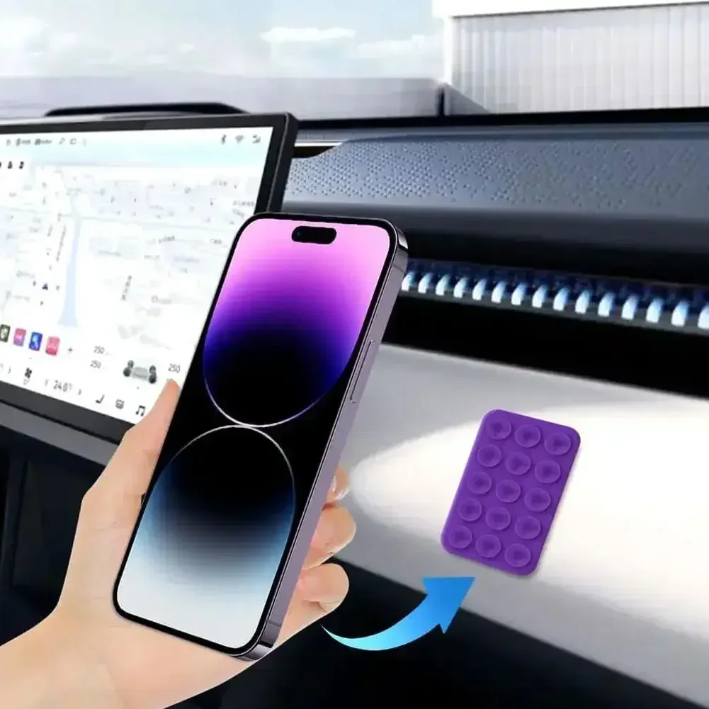 JCD 1pcs Square Double-sided Suction Cup Anti Slip Silicone Suction Cups For Mobile Phones Holder With 15 Silicone