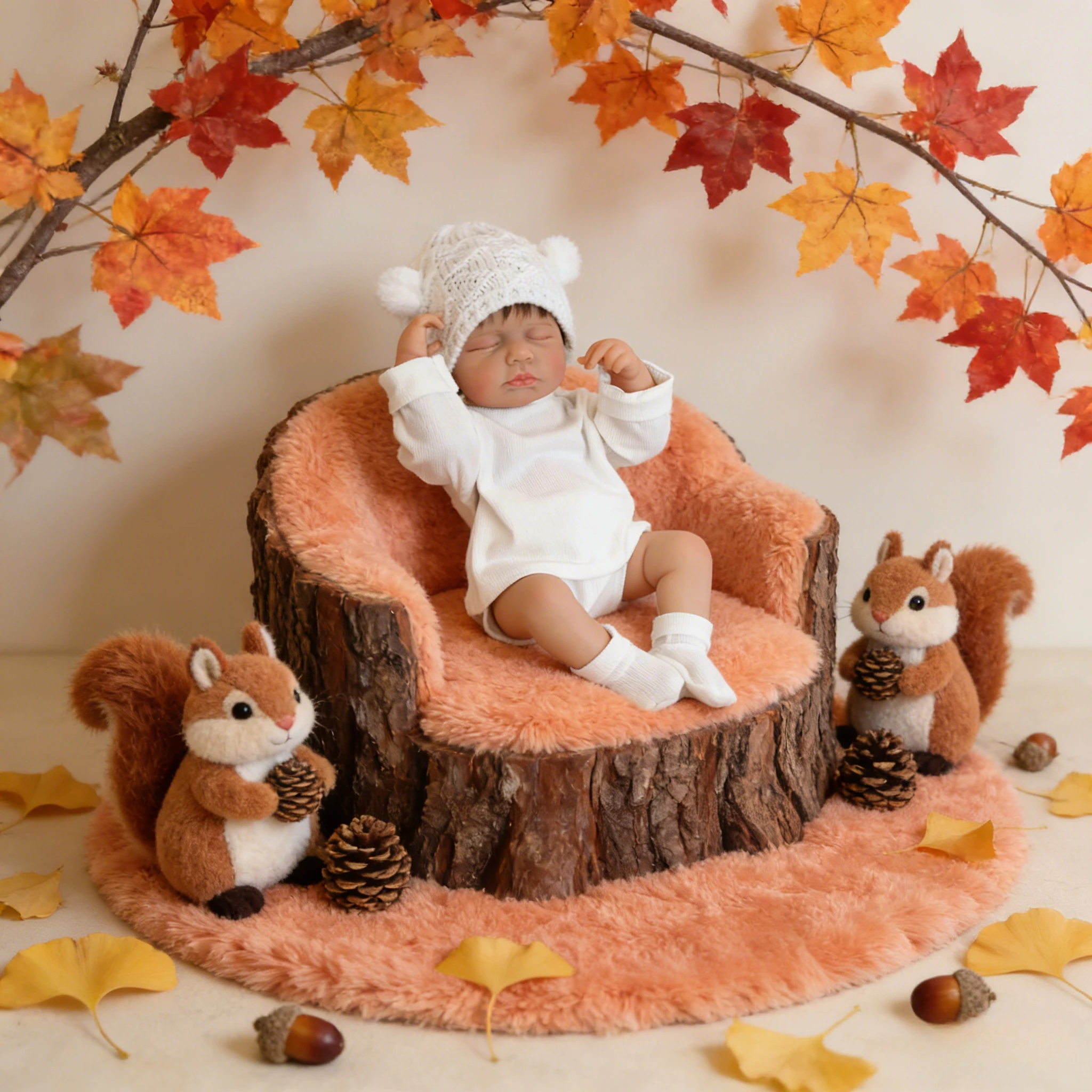 48cm 실물 같은 신생아 리본 인형 루루, 부드러운 촉감, 3D 피부 페인팅, 눈에 띄는 정맥, 다층 구조의 포근한 아기 인형