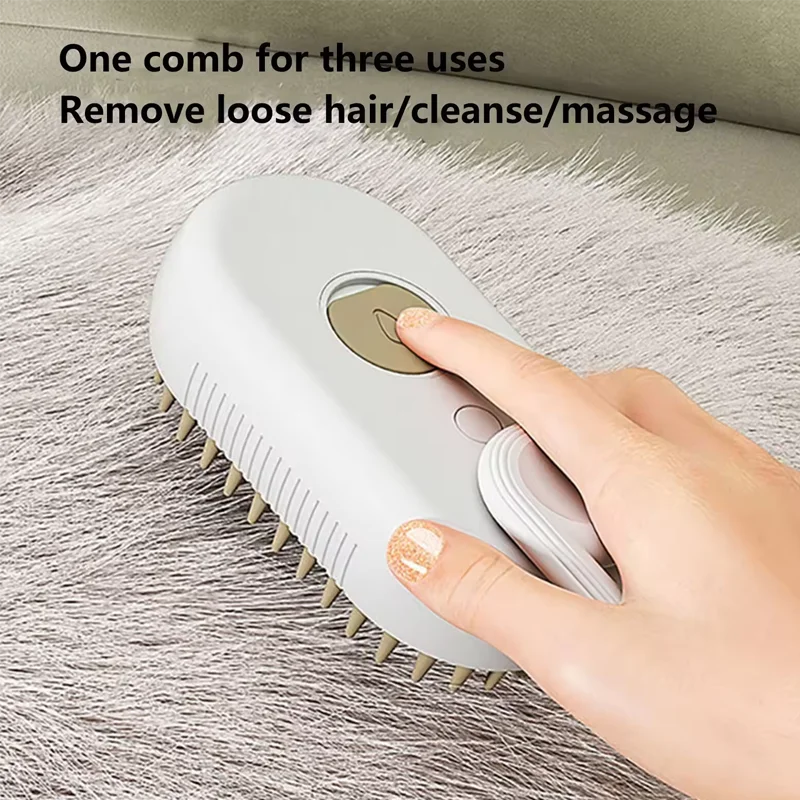 3-in-1 Dog Hair Brush Cat Hair Brush Electric Pet Cleaning Brush Steam Spray Brush Massage Hair Removal Comb Anti Flying Brush