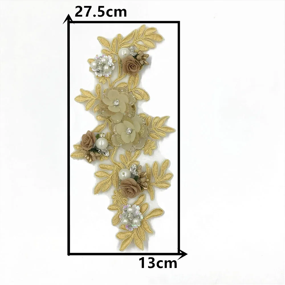 3D three-dimensional flower embroidery clothes decoration pearl rhinestone sewing DIY clothing craft supplies accessories