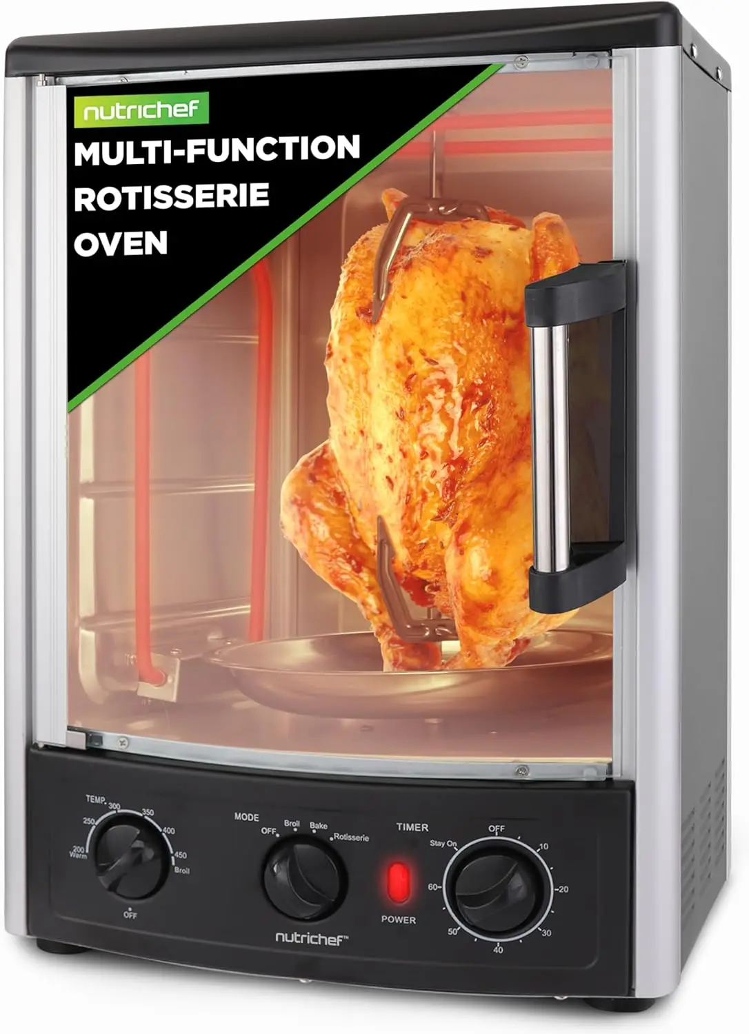 with Rotisserie, Bake, Broil, & Kebab Rack Functions  Adjustable Settings  2 Shelves  1500W  Thanksgiving Turkey  Includes