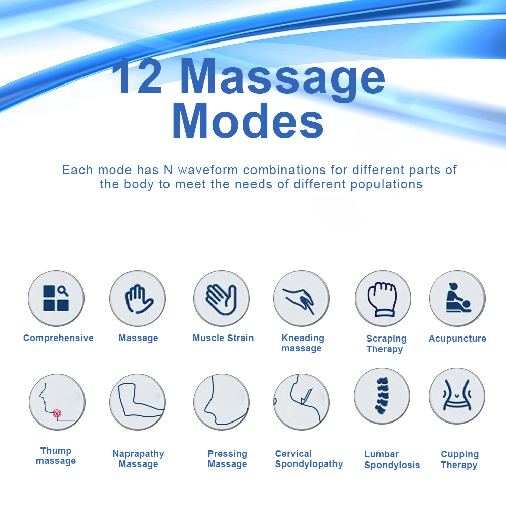 12 Modes TENS Low Frequency Therapy Device EMS Muscle Stimulator Electric Pulse Massager Myostimulation Apparatus Massage Relax