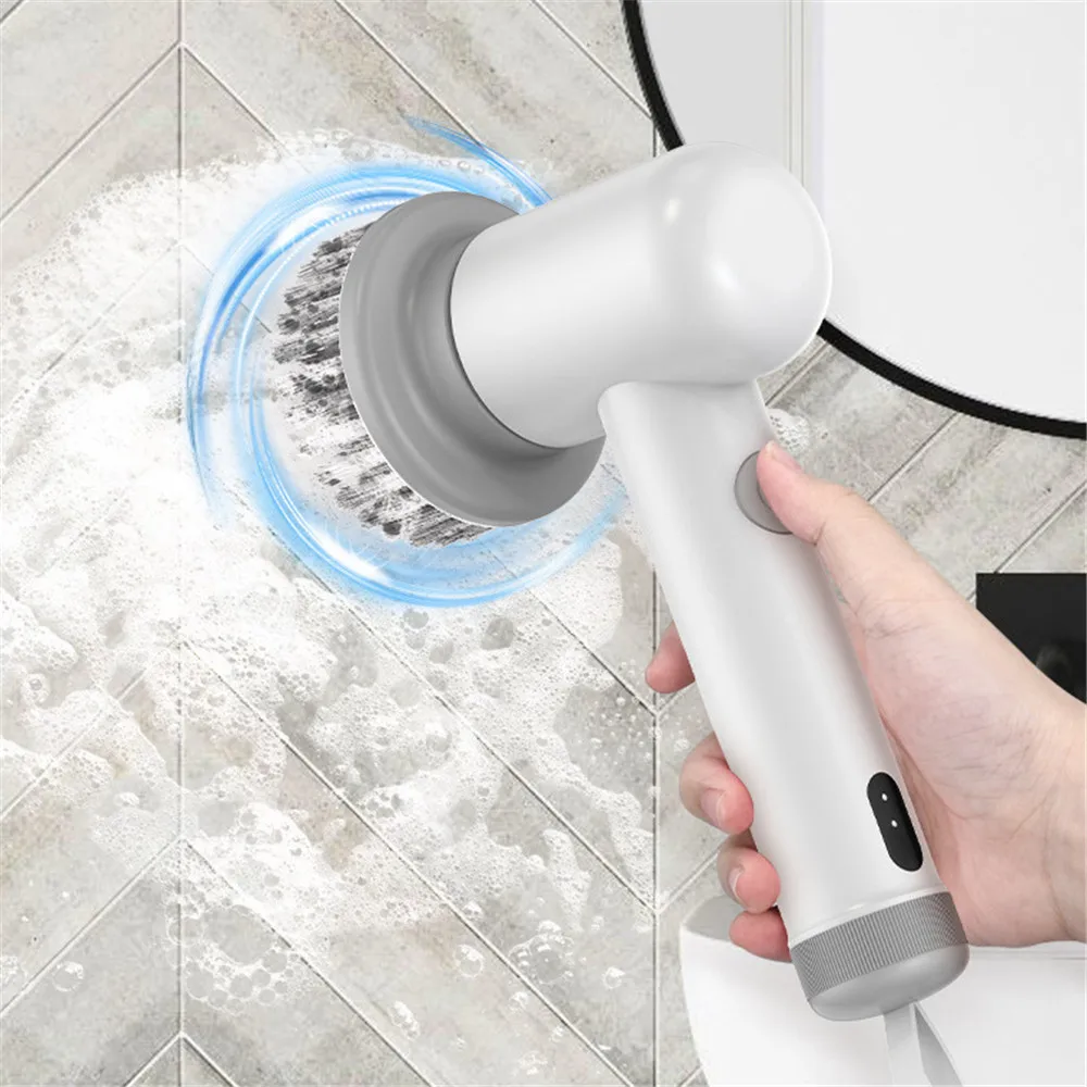 Electric Cleaning Brush 2 Gear Adjustable Spin Brush with 3 Replace Brushes Handheld Brush Head Waterproof Scrubber USB Charge