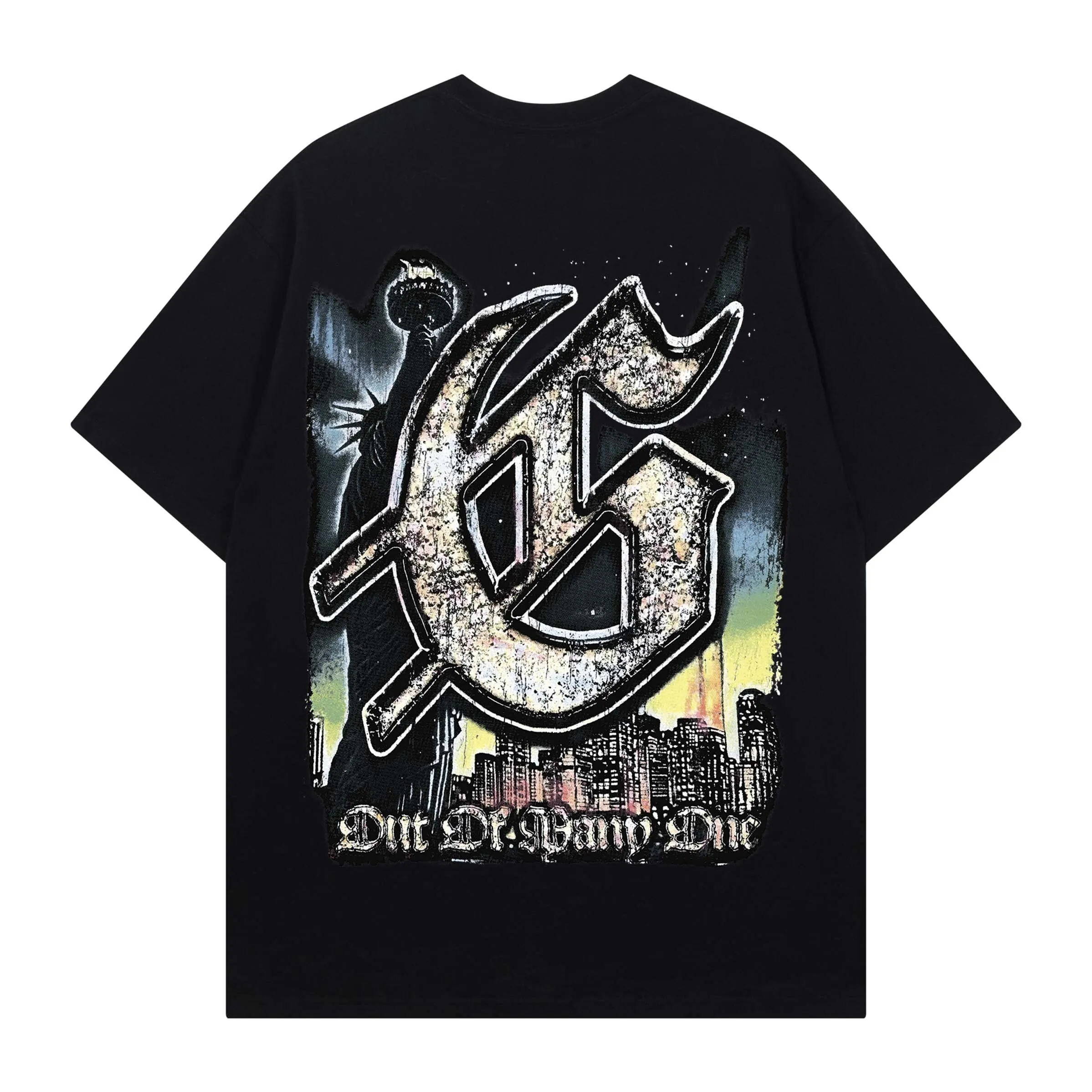 Godspeed American Style Skeleton Print High Street Quality Heavyweight Double Thread Loose Pure Cotton Short Sleeve T-Shirt