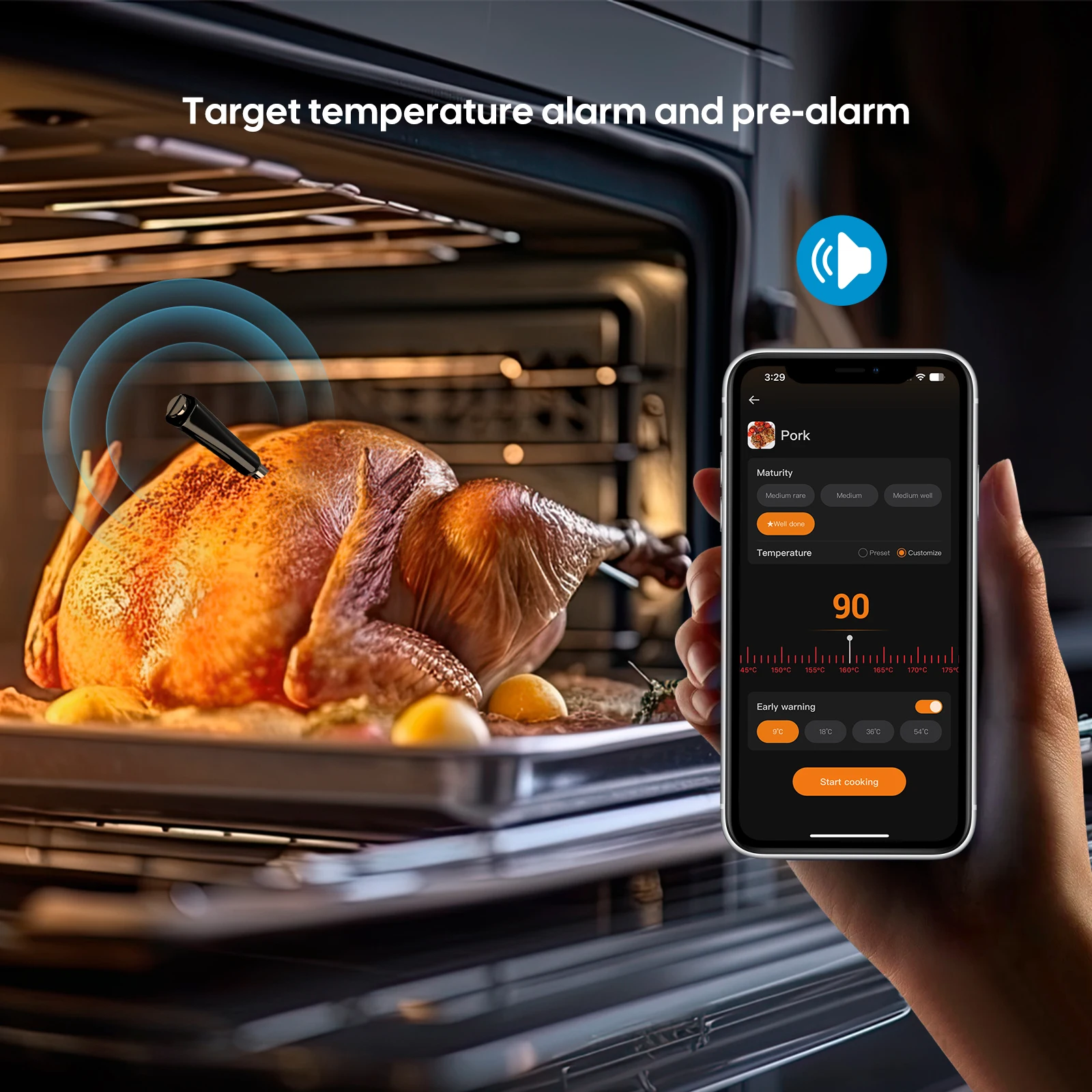 Wifi Bluetooth Meat Thermometer 2 Mode Wireless BBQ Thermometer Waterproof Probe Combo Backlit HD LCD for Cooking Grilling