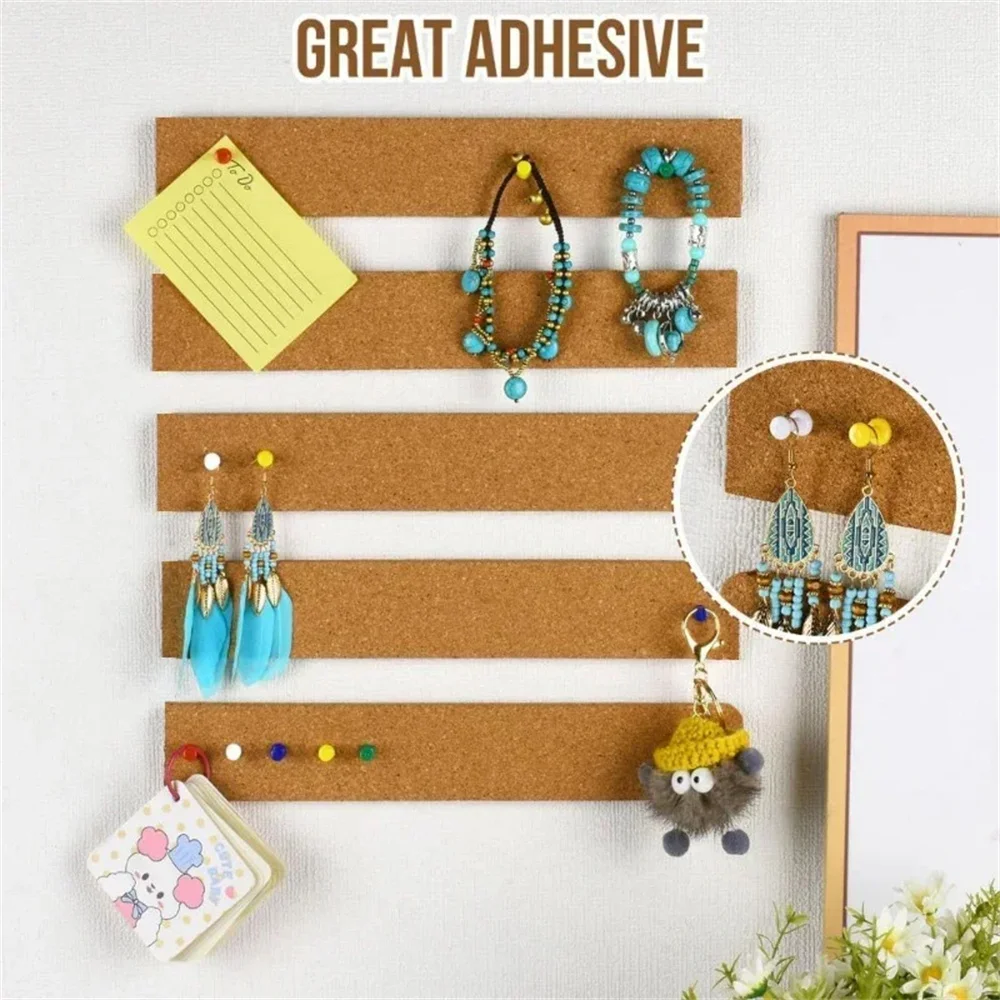 3PCS Long Cork Strips Cork Felt Bulletin Strips Self Adhesive Cork Strips Bulletin Board Message Board Office Cork Strips