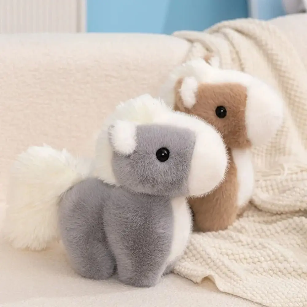 Peluche Cavallo in piedi Simulazione Pony Simulazione Animale a pelo lungo Cavallo Bambola Decorazione della stanza farcita con cavallo morbido e adorabile