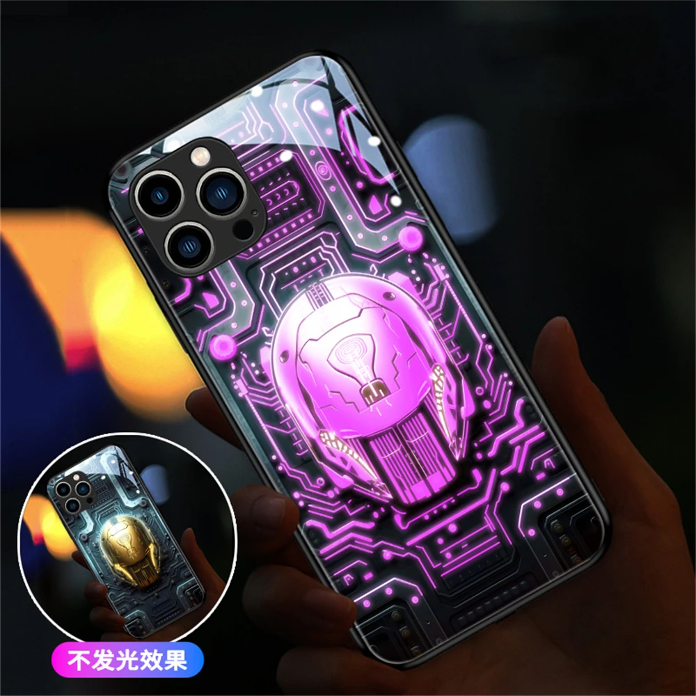 

Punk Armor LED Light Glow Luminous Phone Case For Samsung S24 S23 S22 S21 S20 FE Note 10 20 Plus Ultra Voice Controlled Shells