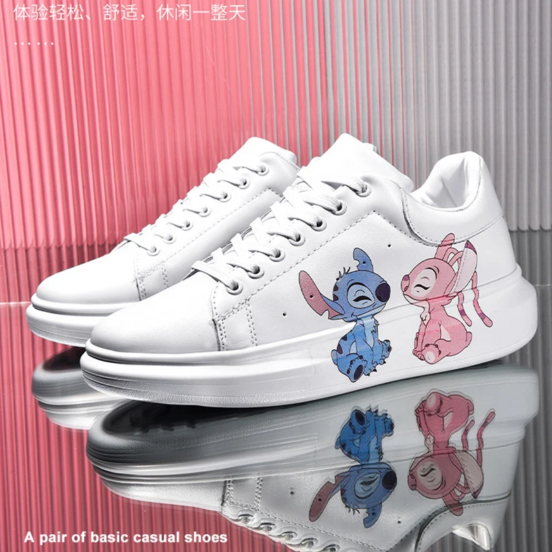 Anime Stitch Angle coppia scarpe Casual Fashion Cartoon Women Sneakers Low Cut vita alta suola morbida scarpe da tavola traspiranti