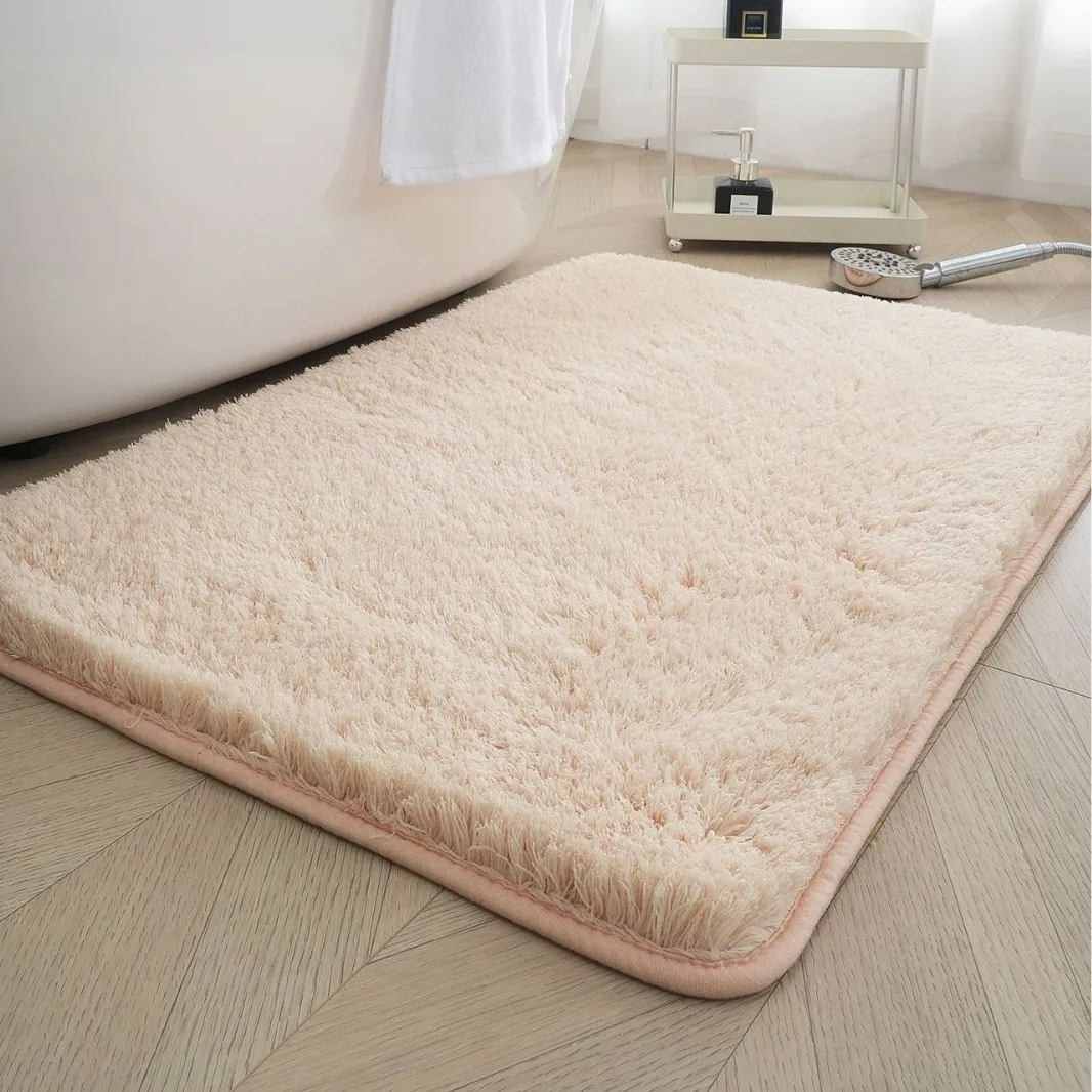 Cross Border Thickened Lambswool Bathroom Rug Solid Color Minimalist Absorbent Doormat Living Room Full Size Carpet Bedroom