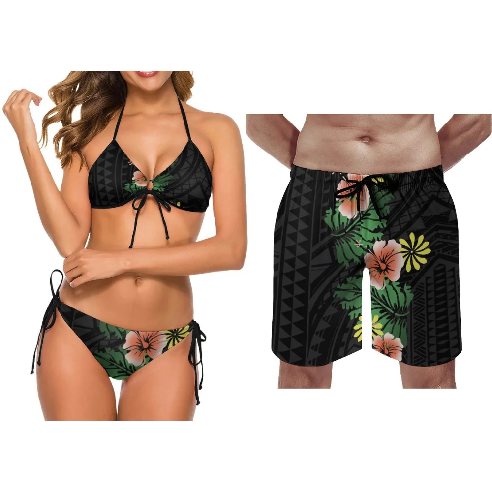 คู่ชุดว่ายน้ําท่องปาร์ตี้ Custom Polynesian ชาติพันธุ์พิมพ์คู่ใหม่ท่องชุดกางเกงขาสั้นชายหาดแฟชั่นชุดชายหาดกางเกงขาสั้นผู้ชาย