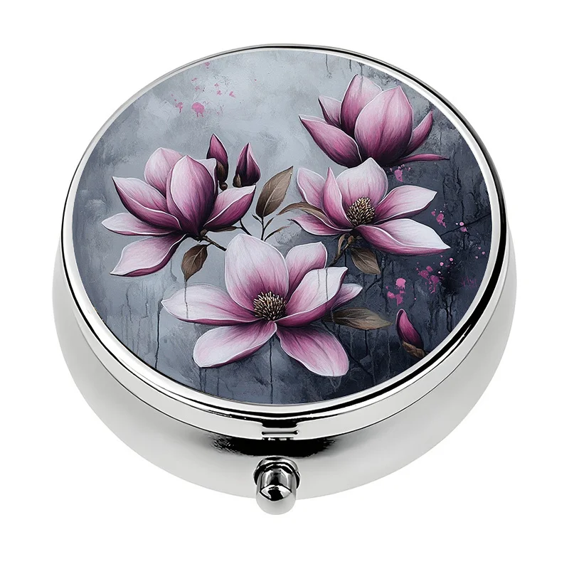 1 mini pill box with 3 compartments, magnolia theme, mini pill box, pill storage box, unique gift, travel essential