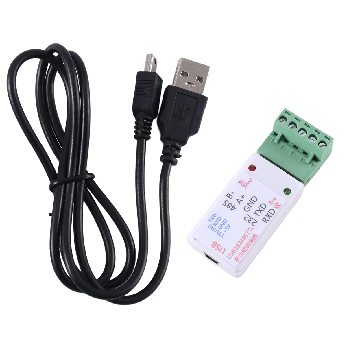 ABEP-3 In1 USB 232 485 TO RS485 / USB TO RS232 / 232 TO 485 Adapter konwertera Ch340 W/LED dla WIN7, Linux PLC Control Access