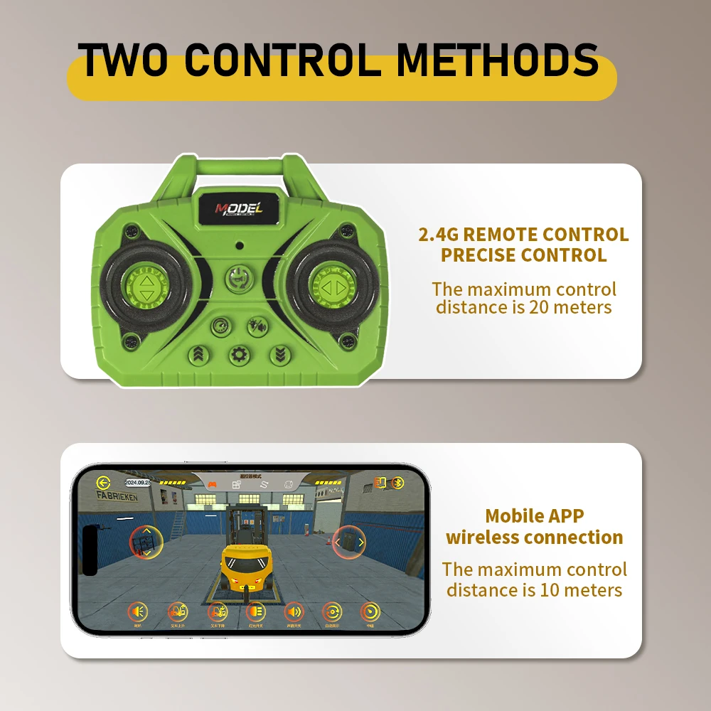 1:64 Bluetooth Afstandsbediening Kraan En Heftruck Twee-in-een Desktop Mini Legering Speelgoed Auto Met Trailer Kerstcadeau In Kleur Doos