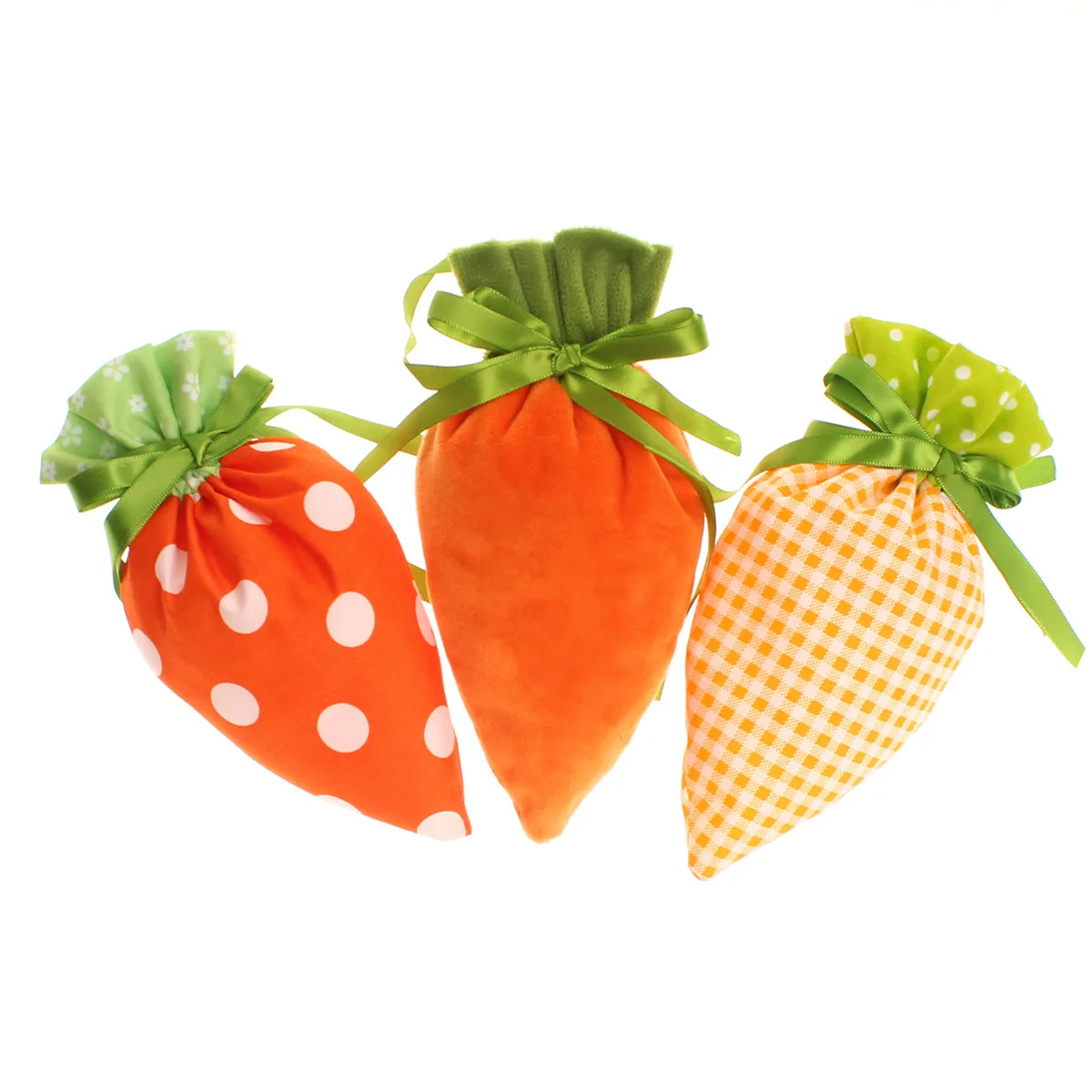 2025 Happy Easter New Carrot Shape Drawstring Fabric Cute Party Candy Gift Bags Large Capacity Candy Wrapping Gift Bags