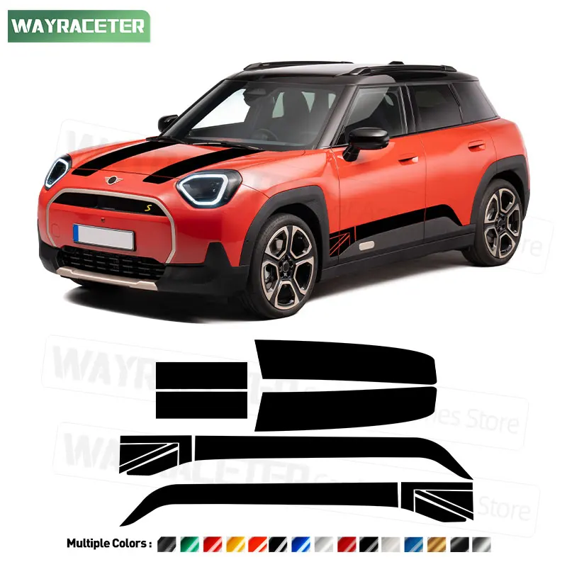 

6 Pcs/Set Engine Cover Vinyl Hood Trunk Union Jack Door Side Stripes Sticker For MINI Aceman J05 John Cooper Works 2025 2026