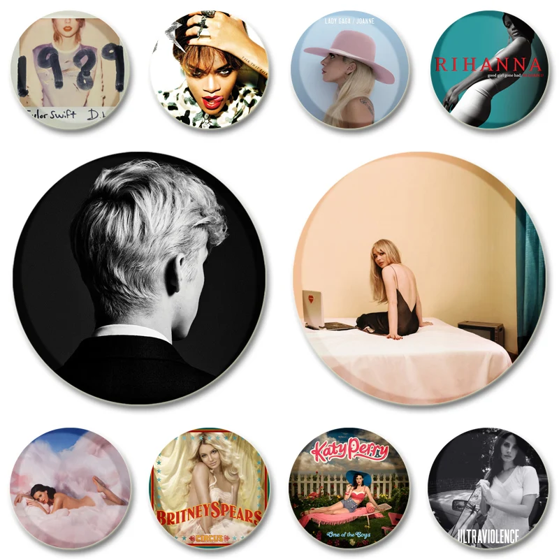 32/44/58mm handmade tinplate brooches about Pop Albums cover plastic creative lapel pin for clothes hat Gift Jewelry Accessories