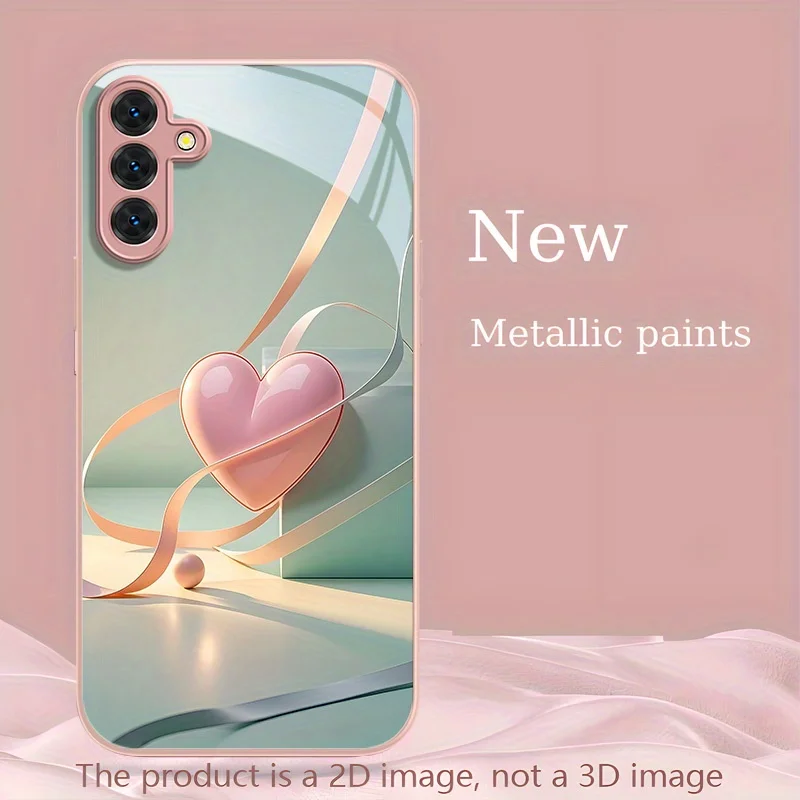 Lace heart pattern electroplated glass phone case for Samsung Galaxy S26 S25 S24 S23 S22 S20 FE/Ultra/Plus anti drop Cover
