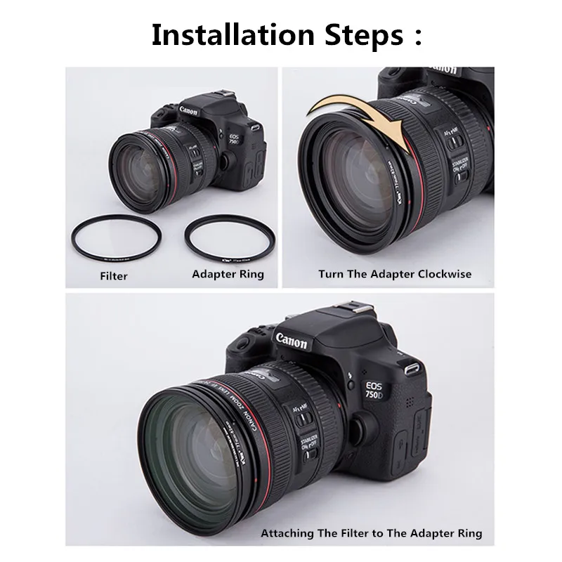 Camera Lens Filter Step Up/Down Adapter Ring Set 37-82mm 82-37mm for All DSLR Camera Lens Mount Set Kit  9pc 18pc