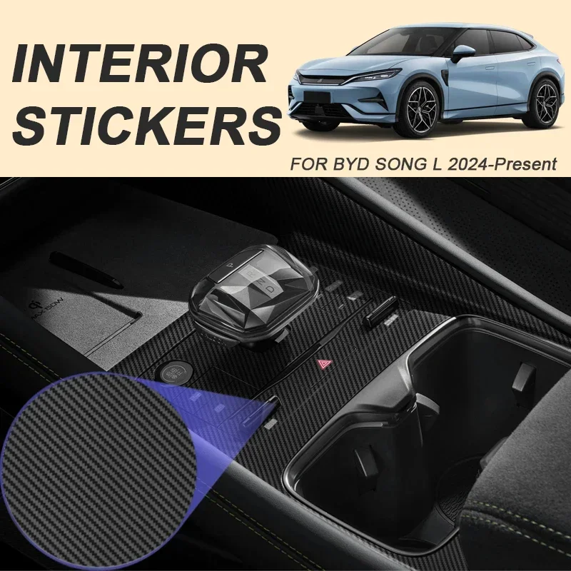Car Carbon Interior Sticker Lifting Window Panel Decal For BYD SONG L 2020-Present Gear Inner Door Protective Film Accessory