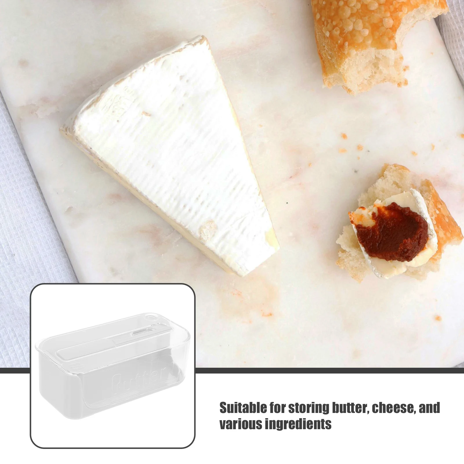 

Kitchen Butter Dish Fresh Box Airtight Keeper Container with Cover Transparent Lid Abs
